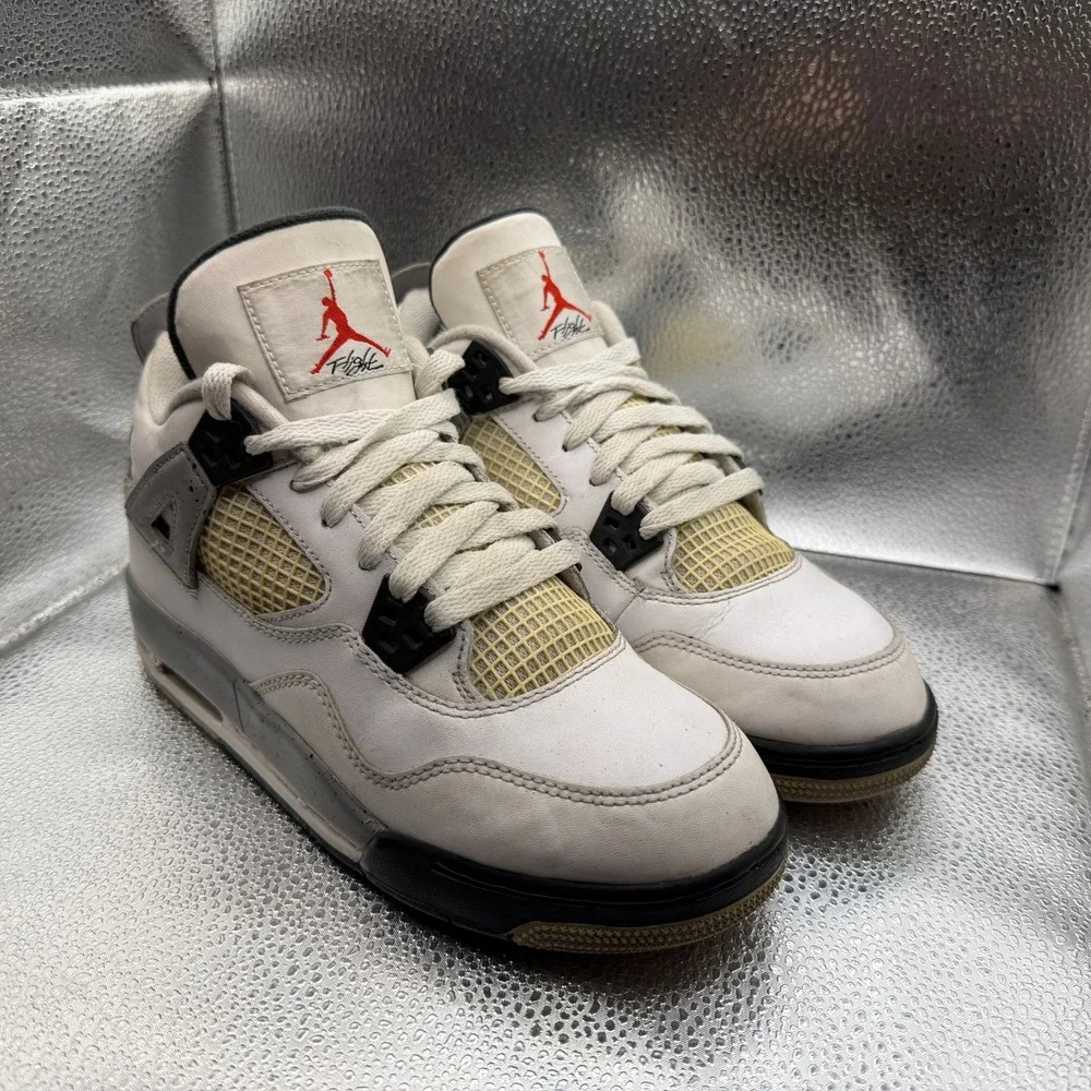Size 6Y Nike Air‎ Jordan 4 Retro White Cement Youth Sneaker Shoes 836016-192
